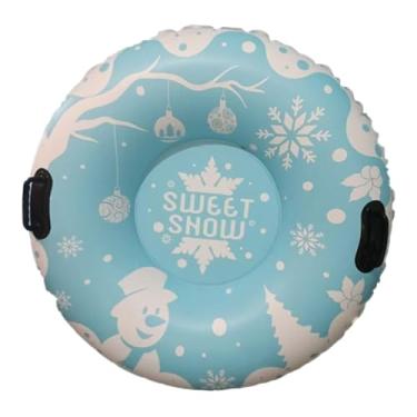 Imagem de KiBcsLic Boia inflável redonda de PVC espesso com 95 cm de diâmetro para adultos e crianças. Leve, multifuncional e com design de boneco de neve que evita, Azul