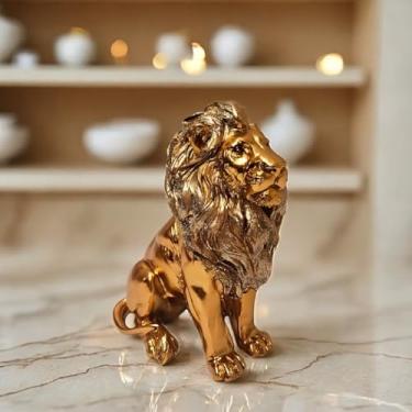 Imagem de ICE Armor Estátua majestosa de leão sentado de 17,78 cm de altura para decoração de casa/quarto e ideias de presente para inauguração de casa, feriados e aniversários. Ótima adição colecionável