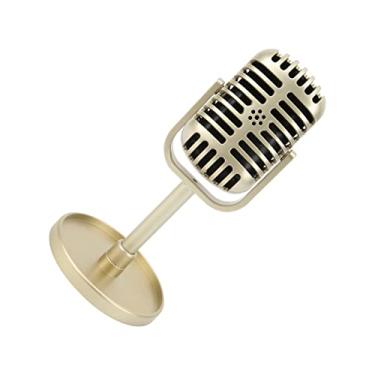 Imagem de Naroote Microfone de Plástico Clássico para Filmar Shows de Dança, Festa de Halloween Usando Adereços Cantando Brinquedo Infantil, 3,1x6,5x2in (Ouro)