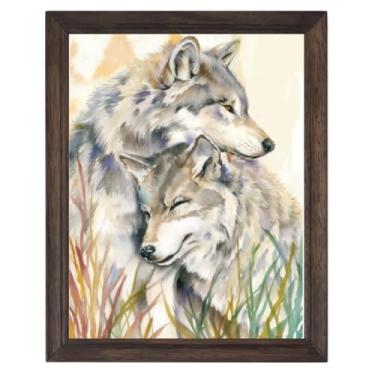 Imagem de FREEBLOSS Kits de ponto cruz de 11 quilates com estampa de lobos e kits de bordado para iniciantes, kit de artesanato de pintura de parede de ponto cruz com instruções kit de cruzamento para adultos