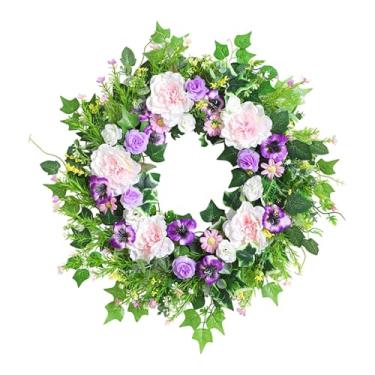 Imagem de Fenteer Guirlanda de Primavera/verão com Folhagens E Flores Artificiais para Porta, Janela E Quarto.