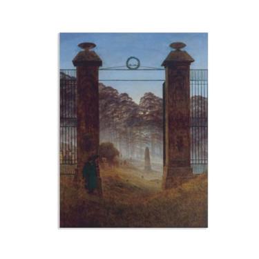 Imagem de A entrada do cemitério por Caspar David Friedrich impressões em tela bem decoração The World Classic Art Reproduções de arte grande giclée arte de parede para sala de estar decoração de casa 50 x 40