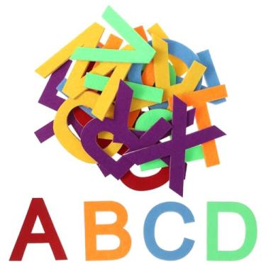 Imagem de 52 adesivos de letras de feltro, letras autoadesivas do alfabeto de espuma de 6,5 cm A-Z, 8 cores sortidas para artes, artesanato e decoração de sala de aula, adesivos de feltro do alfabeto