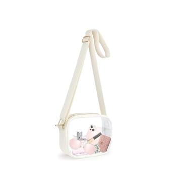 Imagem de Bolsa transparente e transparente, adequada para mulheres levarem para eventos de estádio, pode guardar dinheiro., Branco, 7.87 *5.91*2.76"
