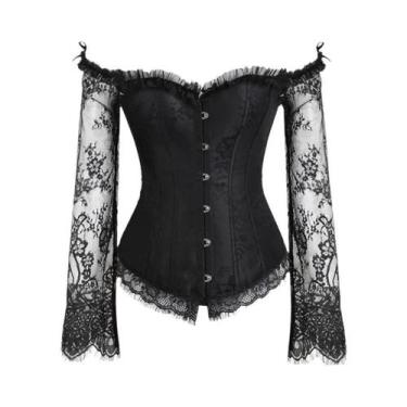 Imagem de Top Corset Vintage Gótico Floral Em Renda plus Size Para Mulheres, Sex