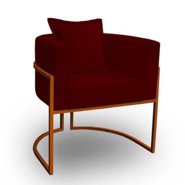 Imagem de Poltrona para Sala Base de Metal Reforçada Liz Veludo Bordo - LH Decor