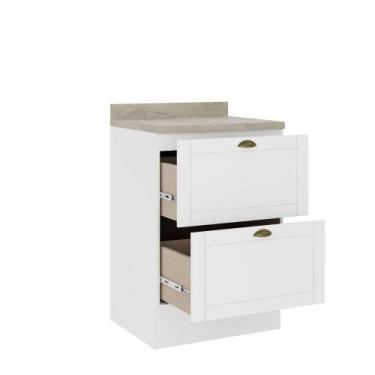 Imagem de Balcão Milla Mdf 2 Gavetas Branco 60cm Carraro - MÓVEIS CARRARO