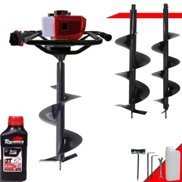 Imagem de Perfurador de Solo Profissional Anmax GD520-B À Gasolina 2,2HP de Potência 52cc 7.000rpm + Conjunto de Brocas 80x20, 80x25 e 80x30 + ÓLEO TOYAMA 2T