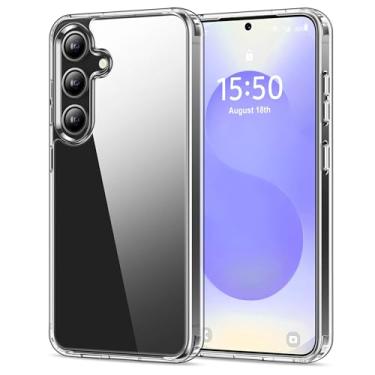 Imagem de HOOMIL Capa para Samsung Galaxy S25 de 6,2 polegadas, não amarela, proteção contra quedas, capa traseira rígida transparente antiarranhões - transparente