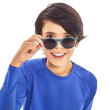 Imagem de Óculos de Sol Flexível Infantil + Case + Cordão Silicone Marinho Uv.Line-Unissex