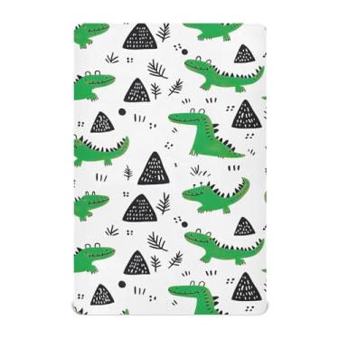 Imagem de Wassud Jogo de lençol com desenho animado de crocodilo para meninos e meninas, respirável, lençol com elástico, neutro, 68 x 99 cm