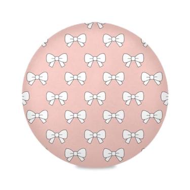 Imagem de Wassud Jogo americano com laços fofos tapetes de mesa redondos para cozinha e jantar tapetes laváveis resistentes ao calor decoração de mesa 39 cm