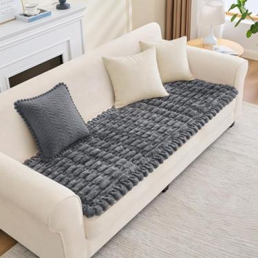 Imagem de Taque Capa de sofá para cães, antiderrapante e felpuda para sofá, compatível com animais de estimação, capas de sofá macias e grossas (cinza escuro, 70 x 150 cm)