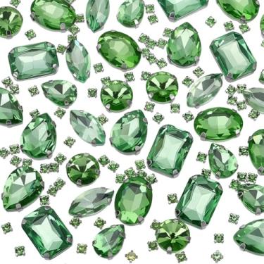 Imagem de SOFPLATE 1 caixa com 156 peças, 7 estilos, verde, costurar em strass, garras nas costas, cristal, vidro facetado, redondo, cristais retangulares de lágrima para roupas, sapatos, vestidos, joias, faça