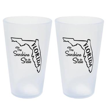 Imagem de Silipint: Copos State Pint 473 g: Pacote com 2 - Florida - Copos de silicone para gelo, inquebráveis, bebidas quentes e frias, seguro para máquina de lavar louça, micro-ondas, congelador e forno