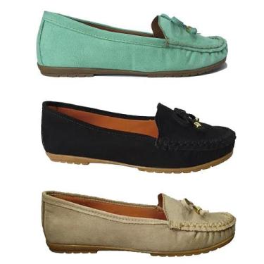 Imagem de KIT 3 Pares Sapatilha Mocassim Aloba Costurado à Mão Moda Pé 1, Verde,