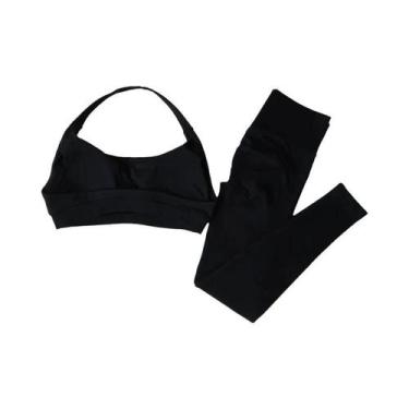 Imagem de Conjunto De Yoga Sem Costura Feminino Com Top Esportivo De Alça Halter