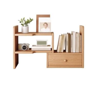 Imagem de CFGH6FDF Estante retrátil de madeira independente com gavetas, gira 90 graus, organizador de mesa de madeira de pinheiro, para sala de estar, cozinha, escritório, estudo, estante independente