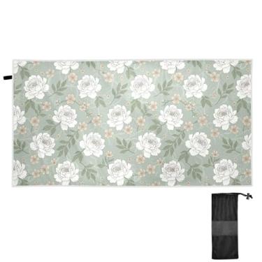 Imagem de Burbuja Toalha de praia com flores, grande, altamente absorvente, leve, secagem rápida, toalha de piscina à prova de areia para mulheres, homens, meninas, crianças, 78,7 x 180 cm