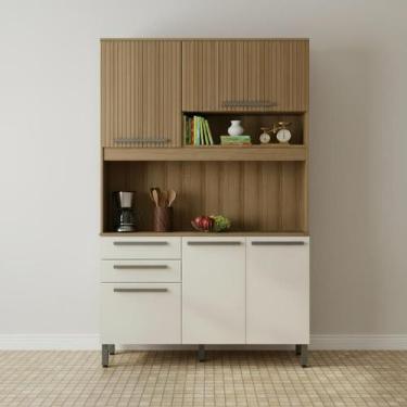 Imagem de Armário De Cozinha Completo Kit Compacto Com Balcão Ripado - Repleta, 