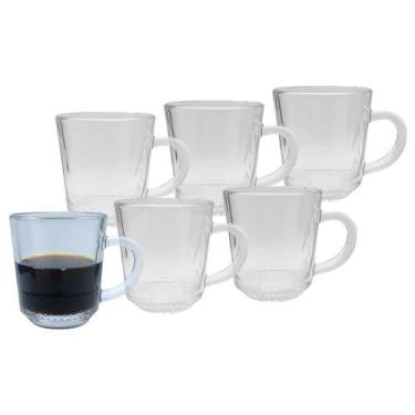 Imagem de Jogo 6 Xicara Caneca De Vidro Café Curto Chá Nespresso Alça 80ml - CAS