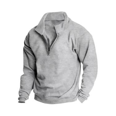 Imagem de Moletom Masculino De Fleece Com Gola Alta E Zíper Frontal, Manga Longa