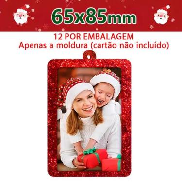 Imagem de Molduras de Natal com Glitter Vermelho 65x85mm - Kit 12 Unid - Tudo em