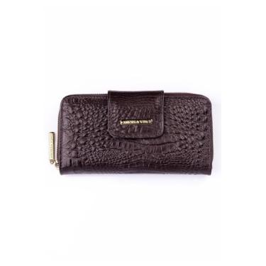 Imagem de Carteira de couro grande Cindy Feminino whisky croco - Andrea Vinci, C