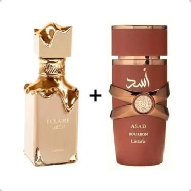 Imagem de Combo Exclusivo Perfumes Árabes Lattafa Asad Bourbon + Eclaire EDP 100