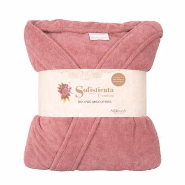 Imagem de Roupão Microfibra Plush Inverno Frio Toque Macio Unissex Cor:Rosa Blus