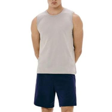 Imagem de Pijama Regata Hering 7ATA Masculino Algodão T. P/XXG, XG, Nnq, Azul ma