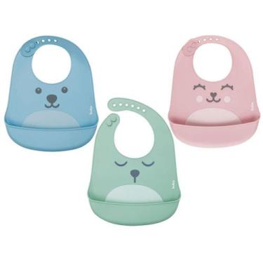 Imagem de Babador De Silicone Bebê Impermeável Migalhas Infantil Buba, Azul