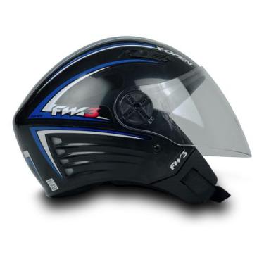 Imagem de Capacete Para Moto Aberto X Open Forro Removível Preto Azul Tamanho 58