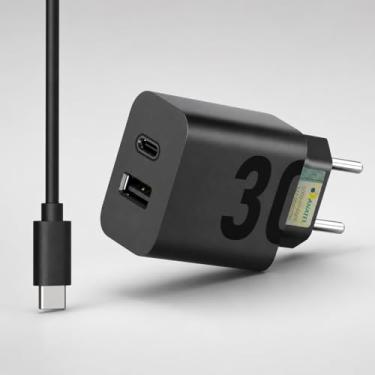 Imagem de Carregador Turbo 30W USB-C – Potência Ultra Rápida com Cabo Tipo-C para Tipo-C Incluso – Compatível com iPhone 15, iPads, Samsung e Dispositivos USB-C - LAGUS IMP.