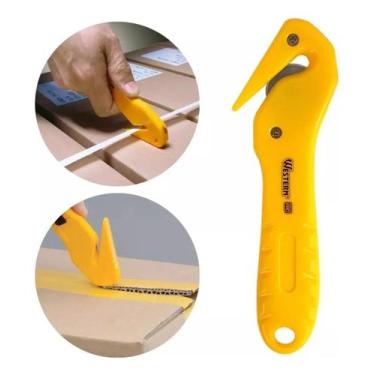 Imagem de Estilete de Segurança Western Bico de Pato Corte Seguro Amarelo 18cm