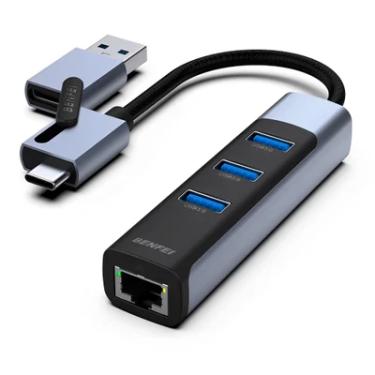 Imagem de Hub Multifuncional Benfei 2 Em 1 P/usb-c/a 3.0 Cinza