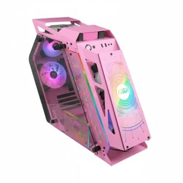 Imagem de Gabinete Gamer  Rosa Vidro Temperado 6 Ventoinhas RGB Compatível Com Gpu De Até 295mm