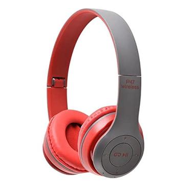 Imagem de Fone De Ouvido Estéreo Headphone Sem Fio Bluetooth P47 Micro SD FM (Vermelho)