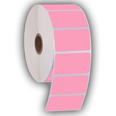 Imagem de Etiquetas de adesivos perfurados térmicos diretos de 5,7 cm x 3,8 cm para códigos de barras, endereço, consentimento - Compatível com Zebra, Rollo, Godex e mais, rosa, 1 ROLL