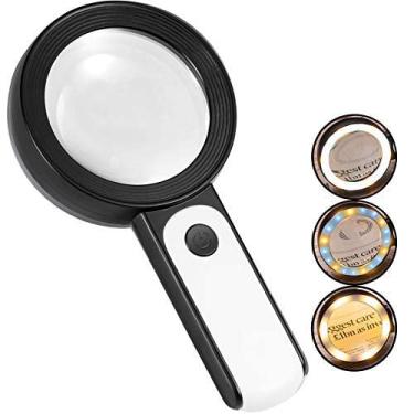 Imagem de Lupa de atualização com luz, lupa grande iluminada de 30x, portátil, 18 modos de cor iluminados por LED, melhor para leitura de livros, idosos, degeneração macular, carimbos, joias, ciência (preto)