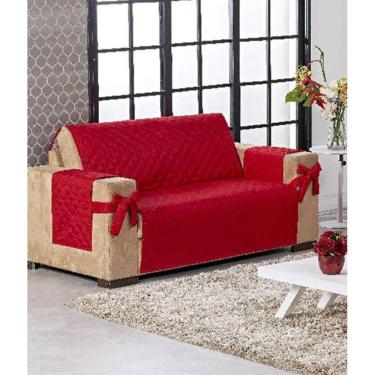 Imagem de Manta De Sofá 2 Lugares King Laço E Porta Controle Vermelho