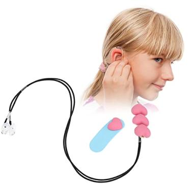 Imagem de Clipe para aparelhos auditivos com estojo, suporte de clipe para aparelho auditivo, clipe de fixação para prevenção de perda de cordão protetor de aparelho auditivo em forma de 3 corações com grampo de cabelo, acessório para aparelho auditivo para crianças idosas
