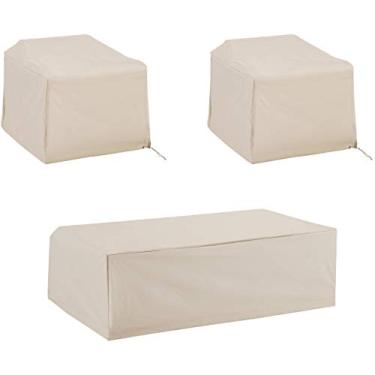 Imagem de Crosley Furniture MO75005-TA Conjunto de capa de móveis de vinil reforçado de calibre pesado de 3 peças (2 cadeiras, mesa de café), bronze