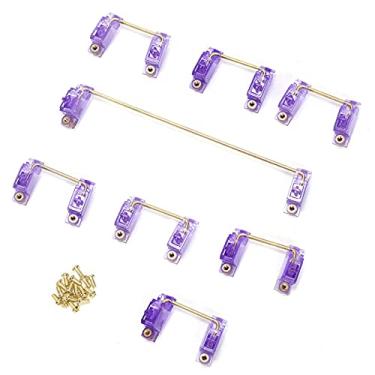 Imagem de Parafuso PCB no estabilizador, estabilizador de teclado mecânico conjunto de fios dourados conveniente 104/108 para diy para teclado mecânico(Roxo transparente)