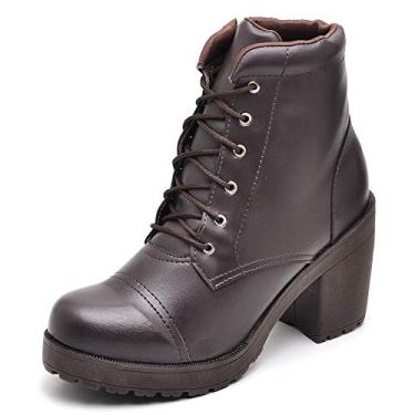 Imagem de Bota Couro Cano Curto Casual Feminino Preta Salto (39)