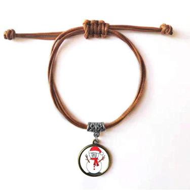 Imagem de DIYthinker Pulseira de couro com estampa de boneco de neve de Natal Horus, pulseira de couro com cordão marrom joia presente