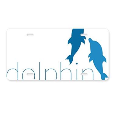 Imagem de Placa de carro Blue Ocean Docile dois golfinhos decoração de carro acessório de aço inoxidável
