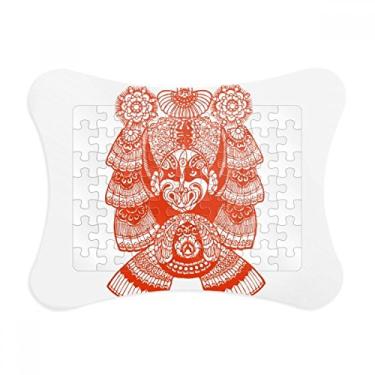 Imagem de Moldura de quebra-cabeça de corte de papel com cabeça de ópera de Pequim, decoração de quadros, ornamento de jogo de quebra-cabeça