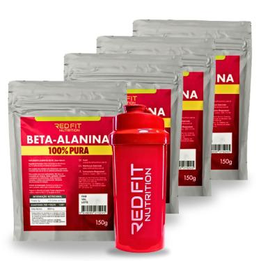 Imagem de Suplemento em Pó Red Fit Nutrition 100% Puro Importado c/ Laudo Red Fit Nutrition Kit Beta-Alanina 150g ( 4 Unidades )