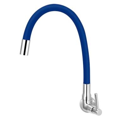 Imagem de Torneira Para Cozinha De Parede Tubo Gourmet Colorido 1/4v. Cor:Azul